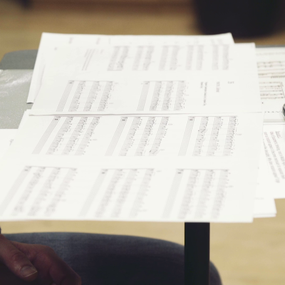 Sheet music on a music stand